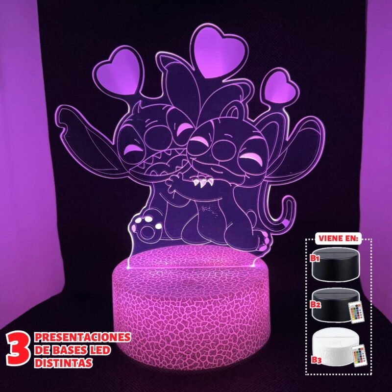 Lámpara led 3D: DISNEY LILO & STITCH - Stitch y Angela