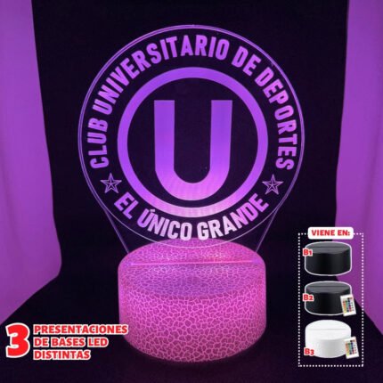 Lámpara led 3D: Equipo de fútbol - Universitario (U)