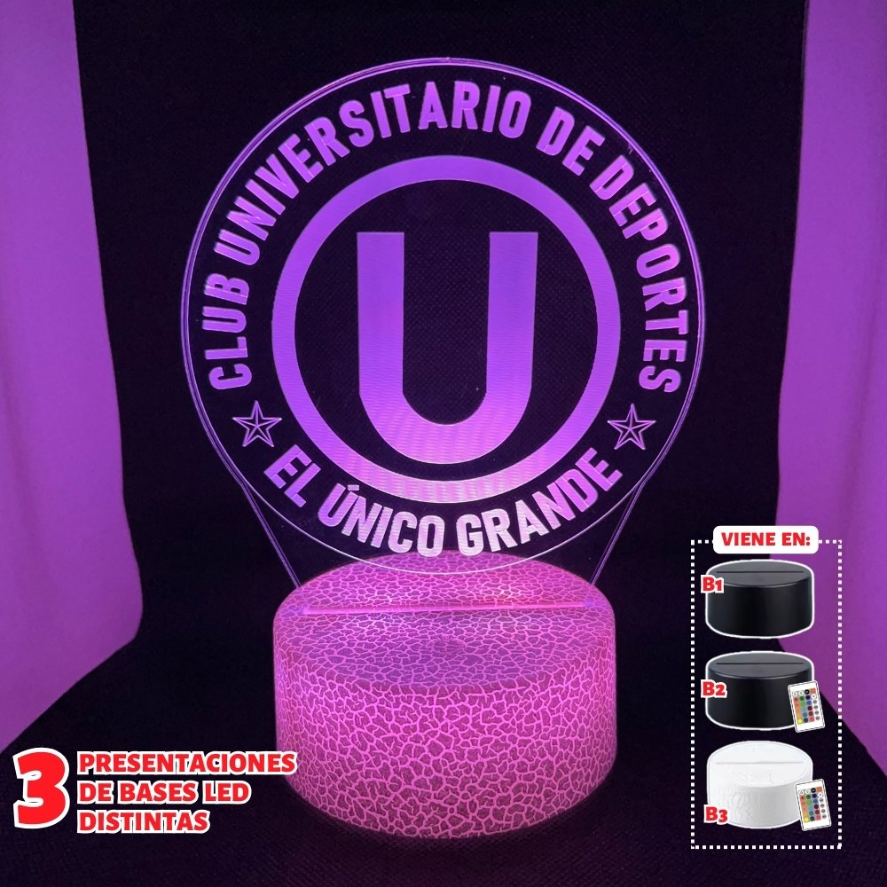 Lámpara led 3D Equipo de fútbol - Universitario (U) Lámpara led 3D: Equipo de fútbol - Universitario (U)