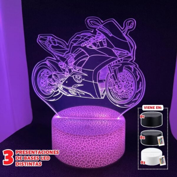 Lámpara led 3D: Moto deportiva biker