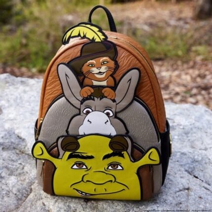 LOUNGEFLY: Mini mochila Shrek, Burro y El Gato con botas