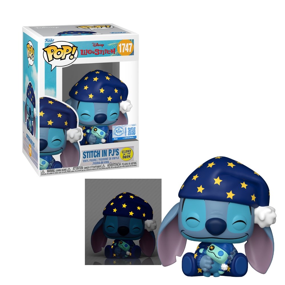 Funko Pop DISNEY LILO & STITCH - Stitch in PJ's (Glow in the Dark) N 1747 Exclusive Funko Pop: DISNEY LILO & STITCH - Stitch in PJ's (Glow in the Dark) N 1747 Exclusive